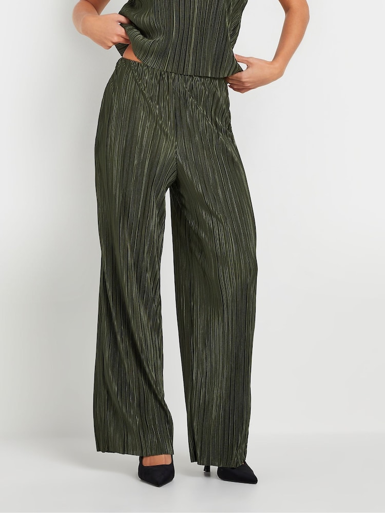 PixieGirl Petite Green Plisse Trousers - Image 2 of 5