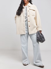 Simply Be White Oversized Teddy Shacket - Image 4 of 4