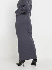 PixieGirl Petite Grey Ribbed Fold Over Skirt - Image 3 of 5