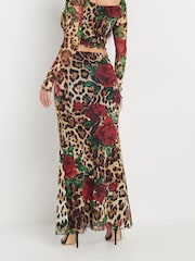 PixieGirl Petite Animal Leopard Rose Skirt - Image 3 of 5