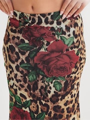 PixieGirl Petite Animal Leopard Rose Skirt - Image 4 of 5