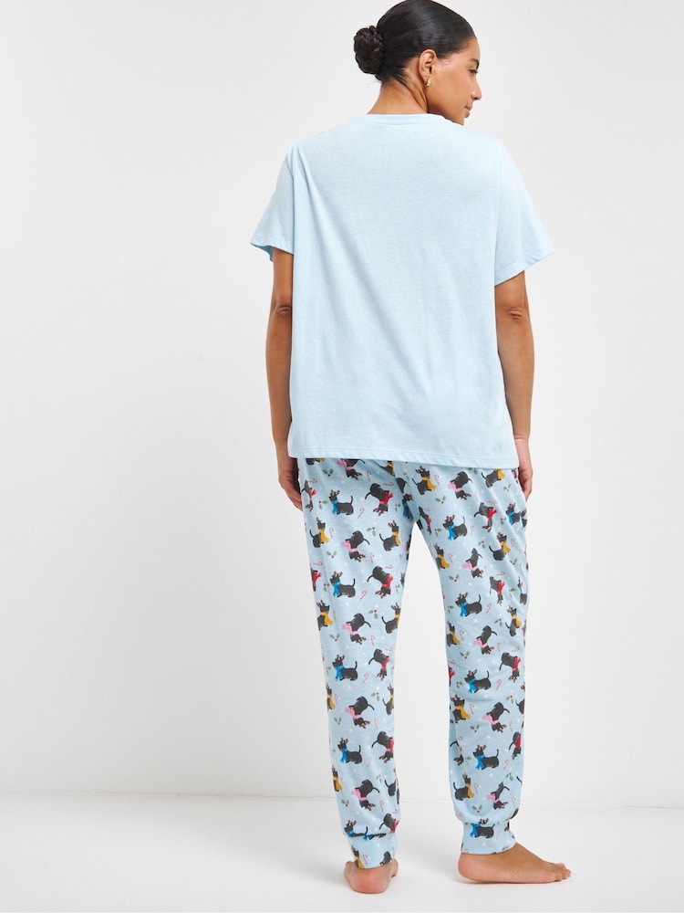 Simply Be Blue Pretty Secrets Value Cuffed Christmas Pyjamas Set - Image 2 of 4