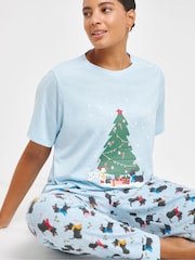 Simply Be Blue Pretty Secrets Value Cuffed Christmas Pyjamas Set - Image 3 of 4