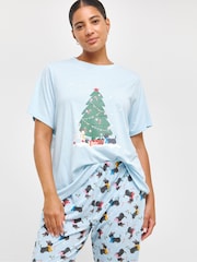 Simply Be Blue Pretty Secrets Value Cuffed Christmas Pyjamas Set - Image 4 of 4