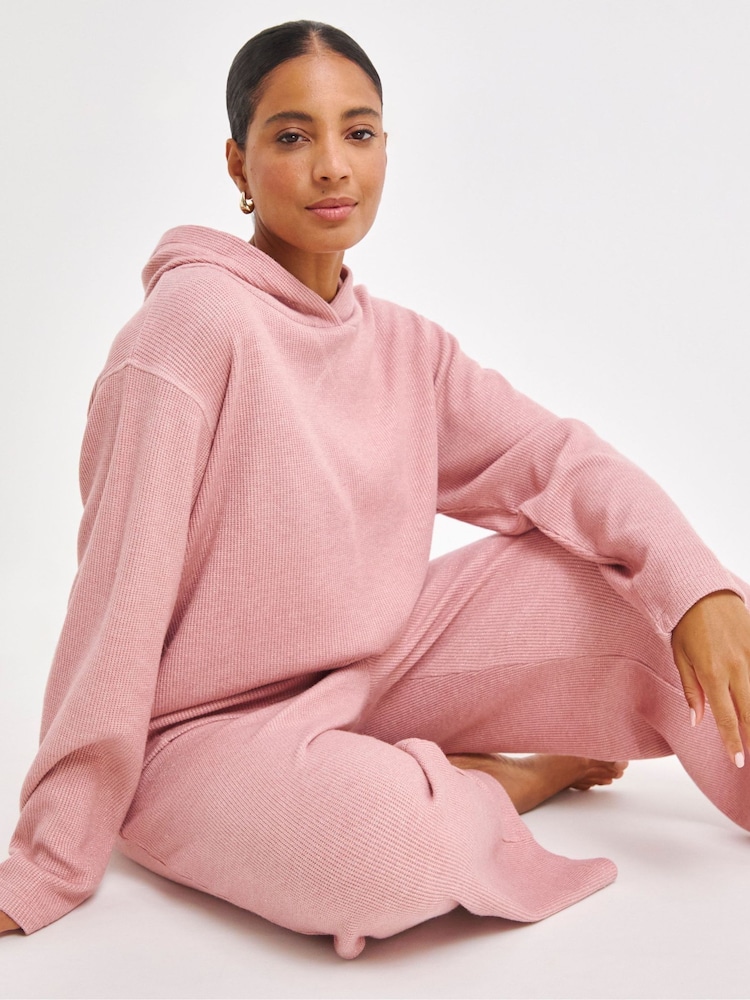 Simply Be Pink Pretty Secrets Sparkle Rib Lounge Set - Image 1 of 4