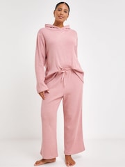 Simply Be Pink Pretty Secrets Sparkle Rib Lounge Set - Image 3 of 4