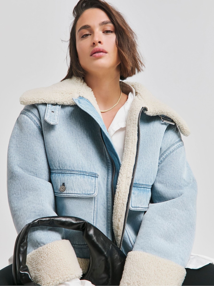 Simply Be Легкая джинсовая куртка Aviator - Image 1 of 4