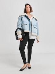 Simply Be Легкая джинсовая куртка Aviator - Image 3 of 4