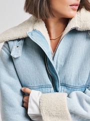 Simply Be Легкая джинсовая куртка Aviator - Image 4 of 4
