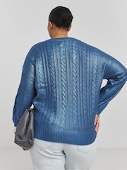 Simply Be Blue Foil Metallic Cable Jumper - Image 2 of 4