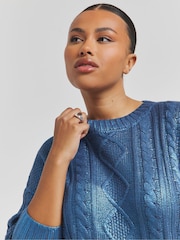 Simply Be Blue Foil Metallic Cable Jumper - Image 4 of 4