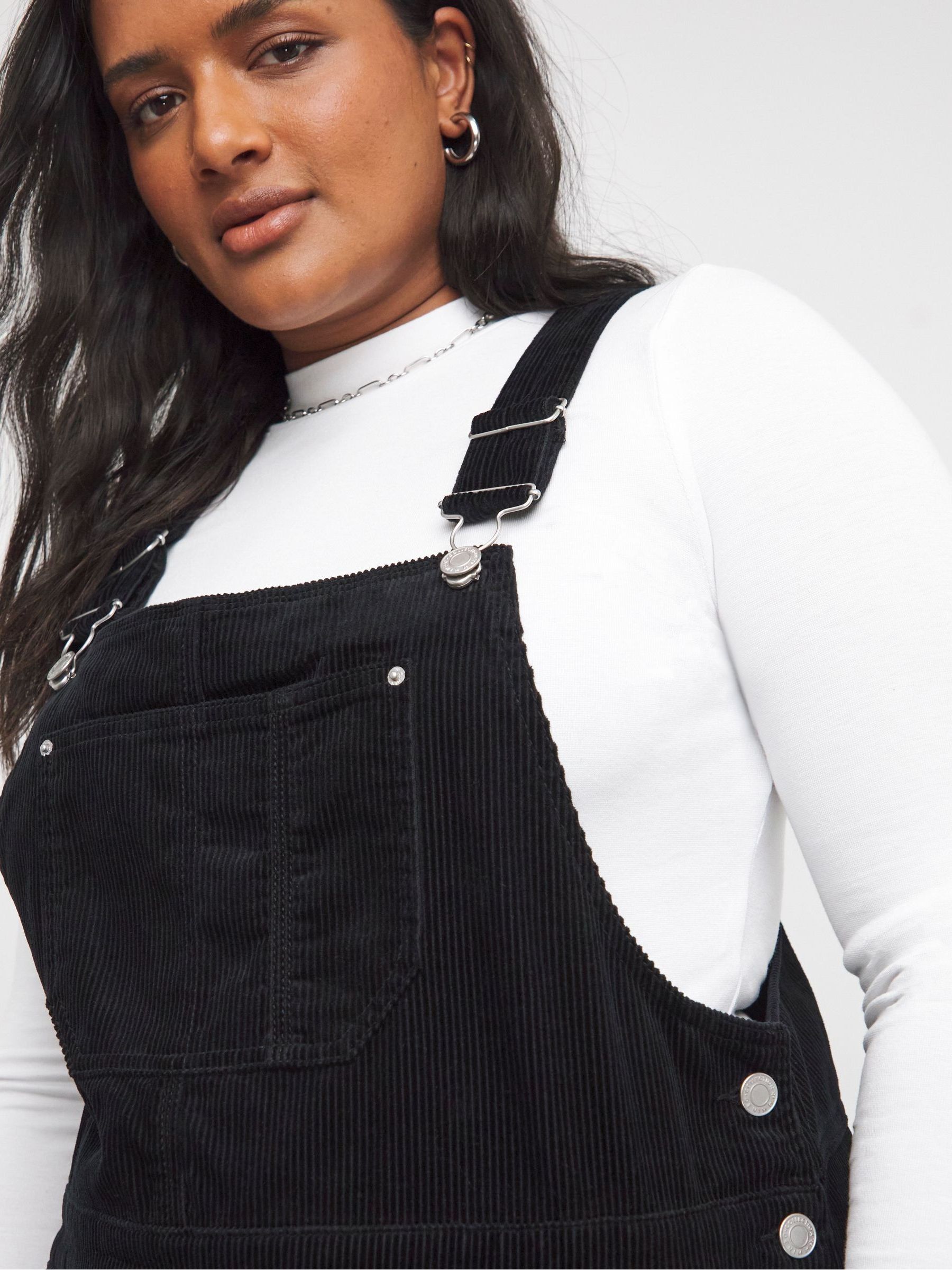 Buy Simply Be Black Cord Mini 100 Cotton Dungaree Dress from Next Luxembourg