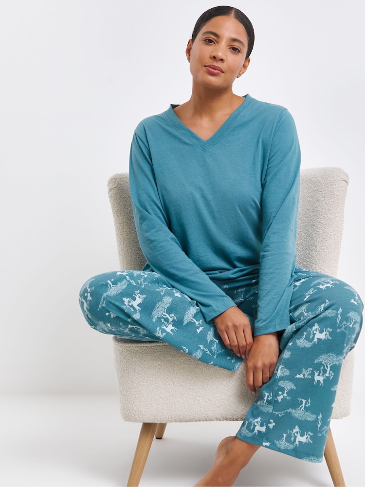 Simply Be Blue Pretty Secrets Value Long Sleeve Pyjamas Set - Image 1 of 4