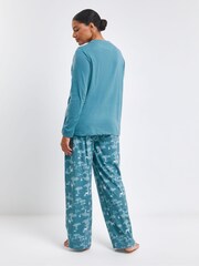 Simply Be Blue Pretty Secrets Value Long Sleeve Pyjamas Set - Image 2 of 4
