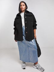 Simply Be Black Oversized Teddy Shacket - Image 3 of 4
