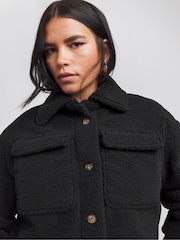 Simply Be Black Oversized Teddy Shacket - Image 4 of 4