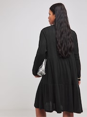 Simply Be Black Asymmetric Ribbed Smock Dress - Image 2 of 4