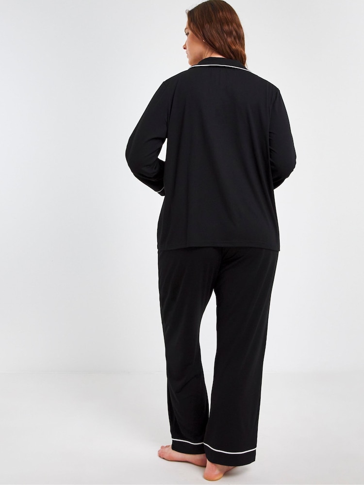 Simply Be Black Pretty Lounge Pyjamas Set - Image 2 of 4