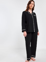 Simply Be Black Pretty Lounge Pyjamas Set - Image 3 of 4