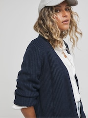 Simply Be Blue Fisherman Rib Longline Cardigan - Image 4 of 4