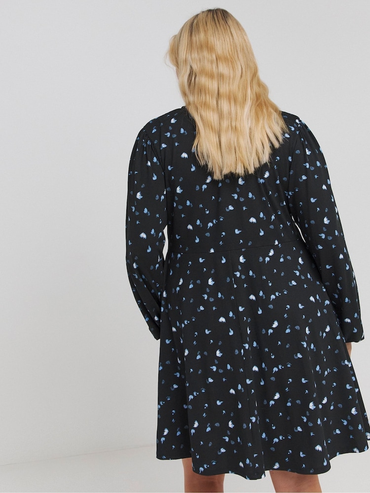 Simply Be Blue Supersoft Knot Front Skater Dress - Image 2 of 4