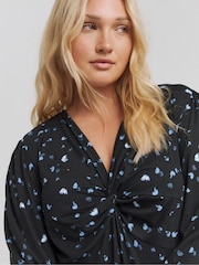 Simply Be Blue Supersoft Knot Front Skater Dress - Image 4 of 4