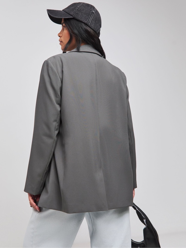 Simply Be Grey Single Breasted Blazer - Image 2 of 4