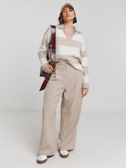 Simply Be Cream Stripe Collar Jumper - Image 3 of 4