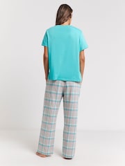 Simply Be Green Flannel Pyjamas Set - Image 2 of 4