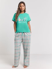 Simply Be Green Flannel Pyjamas Set - Image 4 of 4
