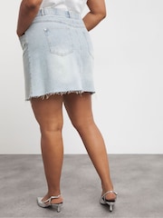 Simply Be Blue Light Wash Embellished Denim Mini Skirt - Image 2 of 4
