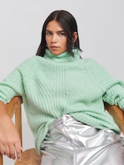 Simply Be Green Roll Neck Longline Jumper - Image 1 of 4
