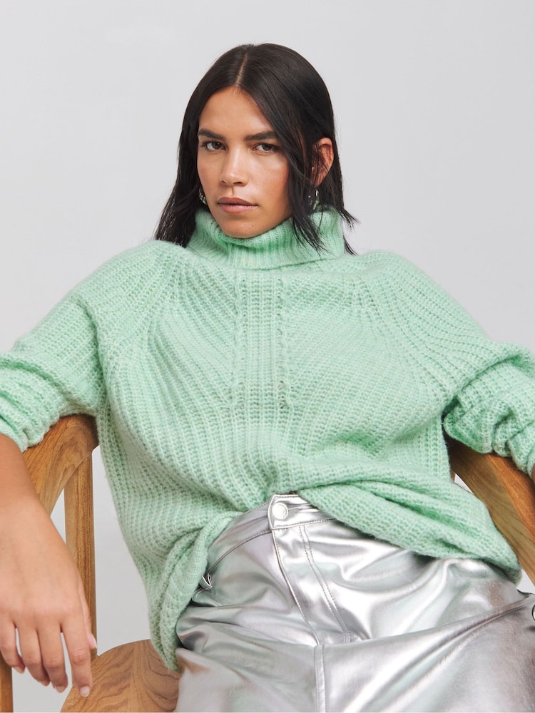Simply Be Green Roll Neck Longline Jumper - Image 1 of 4 Simply Be Green Roll Neck Longline Jumper - Image 1 of 4