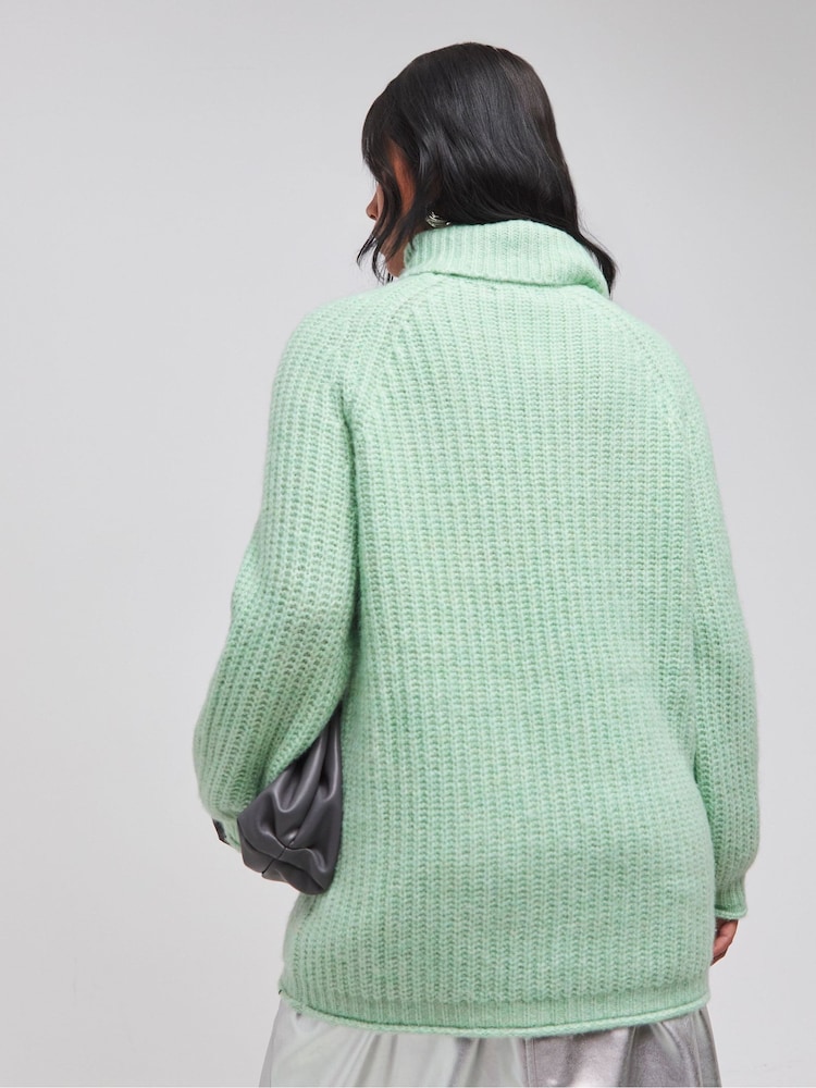 Simply Be Green Roll Neck Longline Jumper - Image 2 of 4 Simply Be Green Roll Neck Longline Jumper - Image 2 of 4