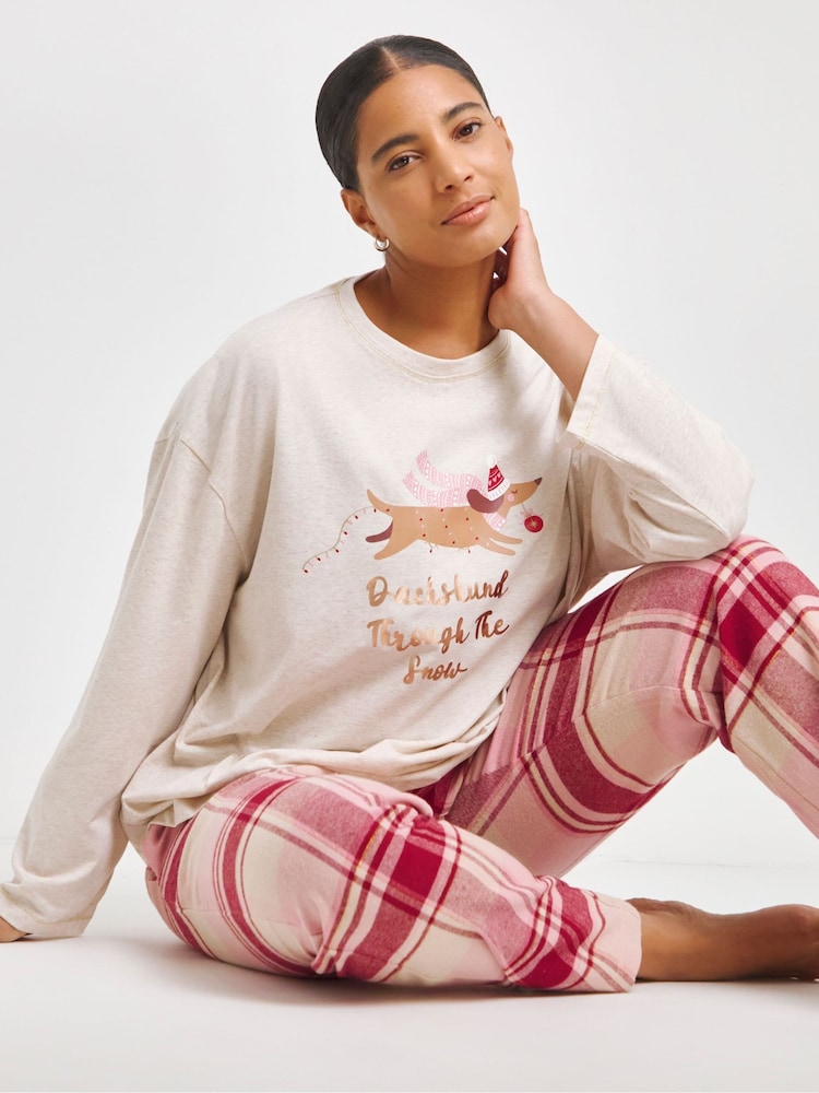 Simply Be – Pyjama-Set mit Flanellhose und originellem Motiv - Bild 1 von 4 Simply Be – Pyjama-Set mit Flanellhose und originellem Motiv - Bild 1 von 4