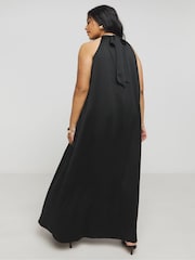 Simply Be Black Satin Halter Neck Dress - Image 2 of 4