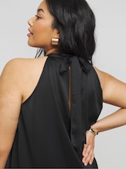 Simply Be Black Satin Halter Neck Dress - Image 3 of 4
