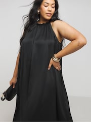Simply Be Black Satin Halter Neck Dress - Image 4 of 4