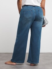Simply Be Blue Cosy Finish Wide Leg Jeans - Image 2 of 4