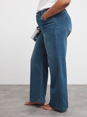 Simply Be Blue Cosy Finish Wide Leg Jeans - Image 3 of 4