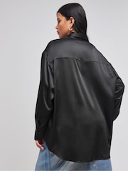 Simply Be Black Satin Shirt - Image 2 of 4