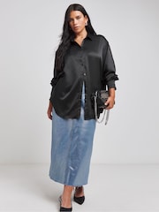 Simply Be Black Satin Shirt - Image 3 of 4
