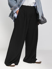 Simply Be Black Tall Magisculpt Pleated Extra Wide Leg Trousers In Regular Length - Image 3 of 4