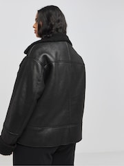 Simply Be Black Worn Look Aviator Coats - Image 2 of 4
