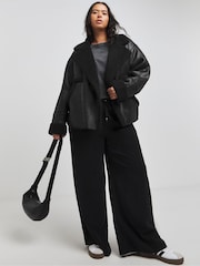 Simply Be Black Worn Look Aviator Coats - Image 3 of 4