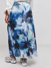 Simply Be Blue Satin Maxi Skirt - Image 2 of 4
