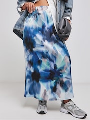 Simply Be Blue Satin Maxi Skirt - Image 3 of 4