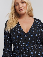 Simply Be Black Viscose Button Through Dress - Image 4 of 4