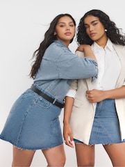 Simply Be Blue 100% Cotton Denim Mini Skirt - Image 1 of 4