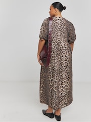 Simply Be Animal Print Bow Front Midi Dress With Pockets - Image 2 of 4